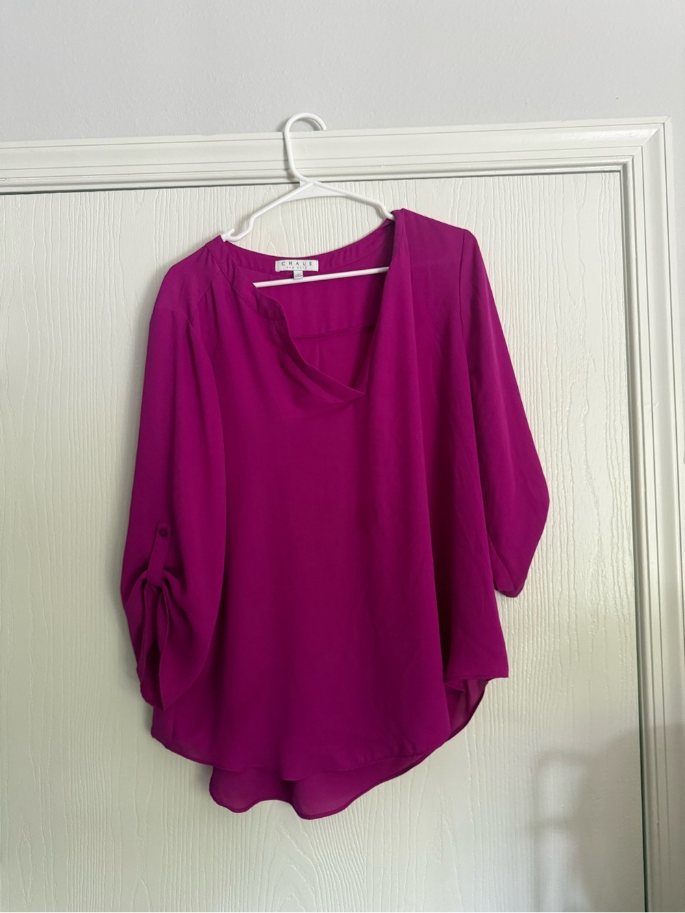 Chaus Vibrant Magenta Draped Blouse